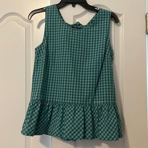JCrew Factory Gingham Tie Back Top